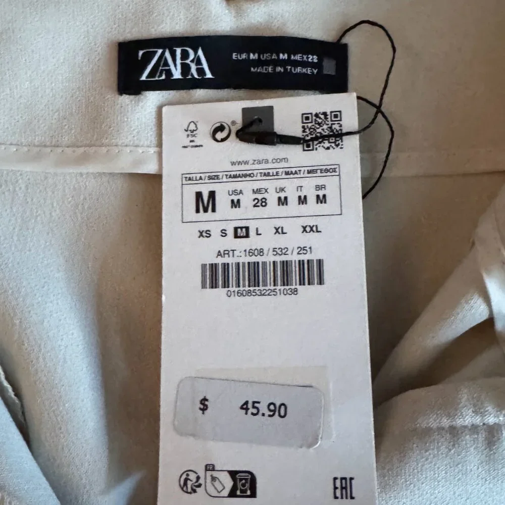 NWT Zara High Waisted Pants, Sand Beige, Size Medium - Picture 6 of 6